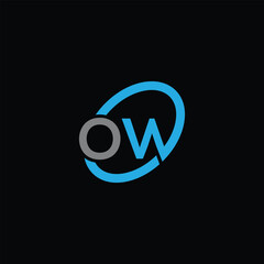 OW Letter Logo Design on Polygon Shape