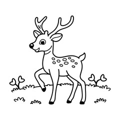 Hand drawn deer outline illustration