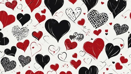 Fototapeta premium background with hearts black and red heart shape design for love symbols brush style