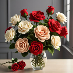 Marble and Wooden Backgrounds Adorned with Roses and Bunch Flowers