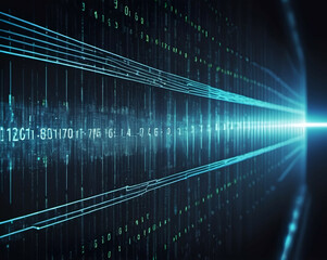 Naklejka premium Futuristic cyberspace, virtual reality with digital data elements. Abstract background. High technology concept.