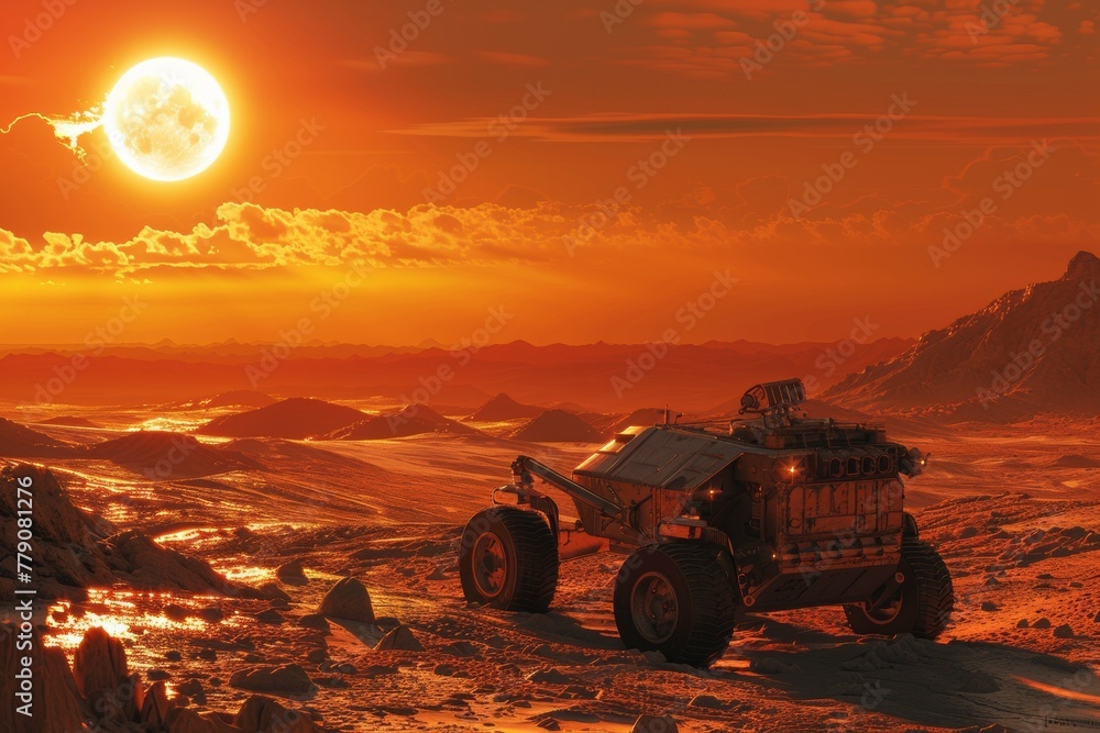 Poster mars rover. background with selective focus and copy space