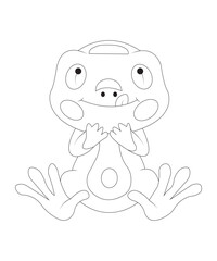 Chameleon coloring  page for kids and adults black and white coloring book page