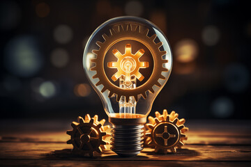 A conceptual image of a light bulb surrounded by gears and cogs, representing the power of innovation and creativity in driving progress and change