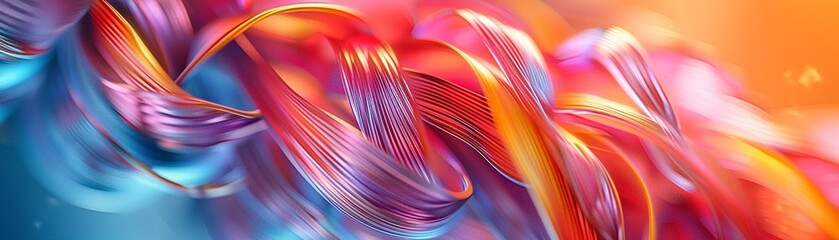 Banana fibers under a microscope, 3D render, vivid color palette, extreme close-up3D Illustration - obrazy, fototapety, plakaty