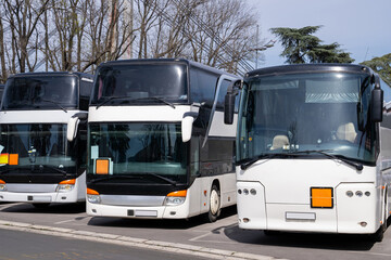 Fototapeta na wymiar Bus station. Parking of tourist buses