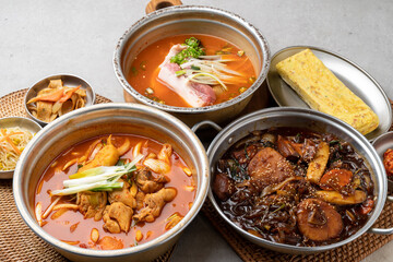 Korean food, ripened kimchi, kimchi, braised spicy chicken, spicy, Andong, steamed chicken, egg roll, side dish, pumpkin, fish cake, bean sprouts, seafood, shrimp