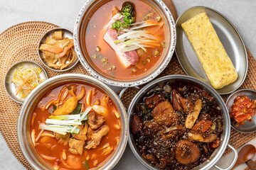 Korean food, ripened kimchi, kimchi, braised spicy chicken, spicy, Andong, steamed chicken, egg roll, side dish, pumpkin, fish cake, bean sprouts, seafood, shrimp