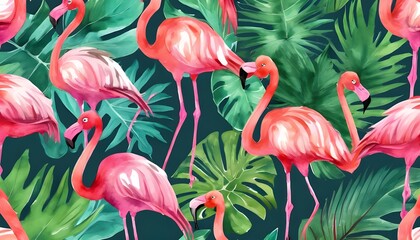 Flamingo Delight: Vibrant Vector Pattern with Tropical Flair