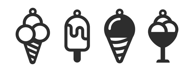 4 vector designs with ice cream for earrings, pendant or keychain. Jewelry silhouette laser cut template. Cnc cutting with metal, wood or leather