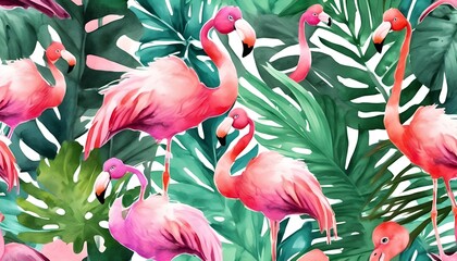 Flamingo Delight: Vibrant Vector Pattern with Tropical Flair