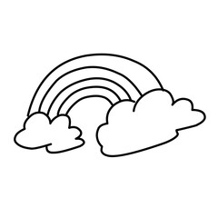 Rainbow and clouds icon.. Line style.