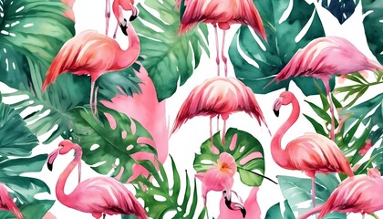 Flamingo Delight: Vibrant Vector Pattern with Tropical Flair