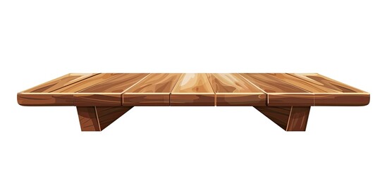 A rectangular hardwood table made of plywood with a wood stain finish, placed on a white flooring background. The tables facade and roof slope create a sleek yet rustic look