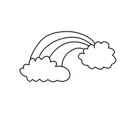 Rainbow and clouds icon.. Line style.