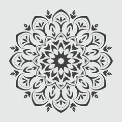 Black and white mandala ornamental pattern, floral mandala ornament
