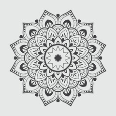 Black and white mandala ornamental pattern, floral mandala ornament