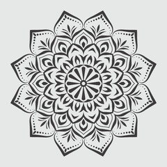Black and white mandala ornamental pattern, floral mandala ornament