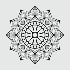 Black and white mandala ornamental pattern, floral mandala ornament