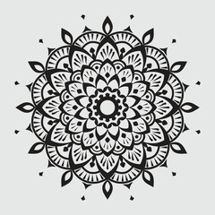 Black and white mandala ornamental pattern, floral mandala ornament