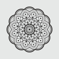Black and white mandala ornamental pattern, floral mandala ornament