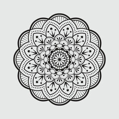 Black and white mandala ornamental pattern, floral mandala ornament