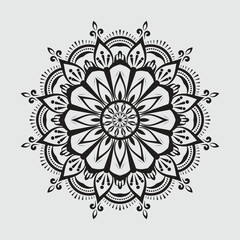 Black and white mandala ornamental pattern, floral mandala ornament