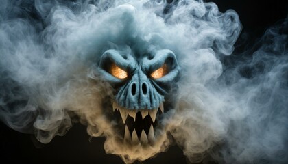 face of a vampire wallpaper Monster face made out of smoke  AI illustration - obrazy, fototapety, plakaty