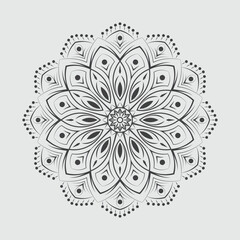 Black and white mandala ornamental pattern, floral mandala ornament
