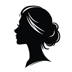 Vector illustration of a black woman's head silhouette on white separate background