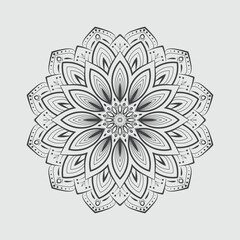 Black and white mandala ornamental pattern, floral mandala ornament