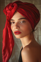 beautiful woman with a red turban,generative ai