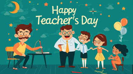 World teacher's day celebration. Happy Teacher's Day background. World teachers day celebration. Poster, Banner, Flyer, Greeting Card, Template. World Teachers' Day.
