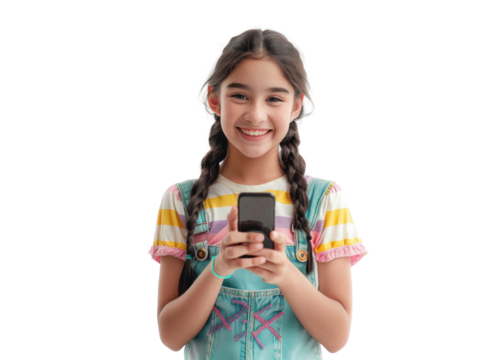 Young Girl with Phone Smiling at Camera