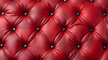 Padded red leather upholster pattern. Quilted leather texture with buttons