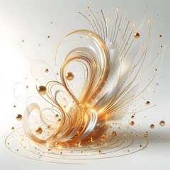 Abstract background with golden lines and circles. 3d vector illustration generated by ai