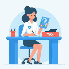 accountant woman making tax payment report