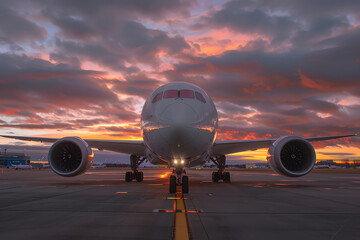 Elegant Airliner in Fiery Sunset Magnificence