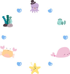 Sea friends circle frame
