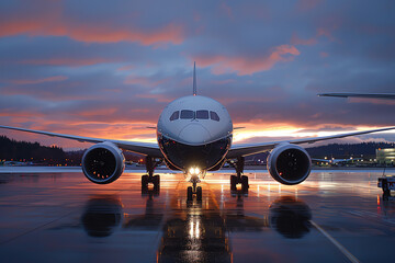 Elegant Airliner in Fiery Sunset Magnificence