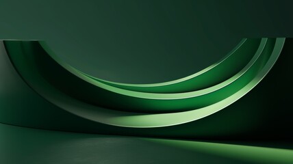 green gradient, curved shape, black background,