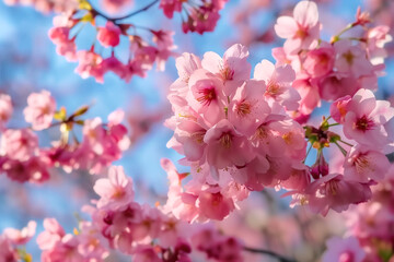Blossoming cherry flowers in spring