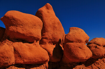 The bizarre sandstone formations of the Goblin Valley State Park, Utah, Southwest USA.