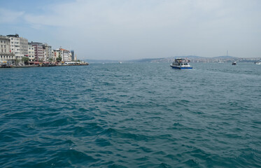 Scenic Shot of the Bosphorus Strait from Galata Bridge