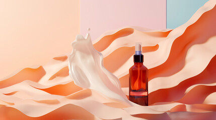 skincare bottle and body care. Ad banner for natural beauty products background. Natural cosmetic