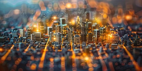 A digital cityscape buzzing with activity and connectivity