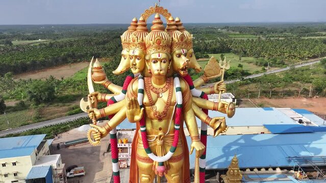 Hanuman sculptures exist in Kunigal, with the highest panchamukhi anjenaya standing at 161 feet.