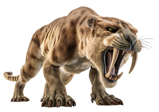 Unleashing the Power of the Saber-Toothed Cat Or Tiger in Art and Design Projects Decal Sticker Projects PNG. 