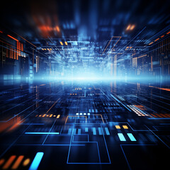 Fractal Cyberspace: A Technological Symphony of Abstract Patterns in a Futuristic Cityscape