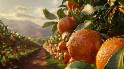 A Lush Orange Orchard Scenery